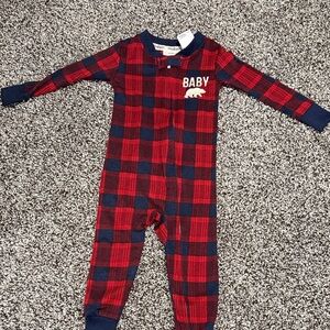 Christmas Baby Pajamas Red and Blue Plaid